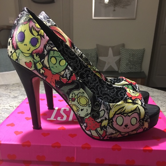 Iron Fist Shoes - Iron Fist Cool Ghoul Peeptoe Platforms
